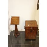 A 20th Century oak lecturn and coal box dark wood and oak