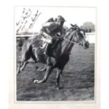 SIR GORDON RICHARDS: A signed, framed and glazed, black and white racing photo,