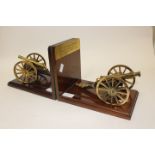 Pair of brass cannon book ends
