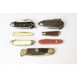 Seven various pocket knives