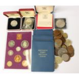 Silver proof crown 1977 with other coins