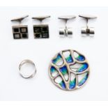 Two pairs of George Jensen sterling silver cuff links,