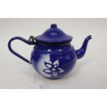 Early 20th Century Derbyshire lead miners blue enamelled tin small teapot