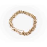 A 9ct gold fancy link bracelet, width approx 7mm, with swivel clasp and safety chain,