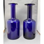 Pair of blue glass vases