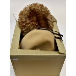 Two Vintage ladies beret style hats, one feathered with velvet trim by Cripps Liverpool,