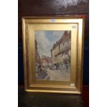 Early 20th Century Watercolour street scene of York, Goodison Gate indistincly signed dated 1906 W.