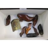 Victorian treen snuff box in the form of a shoe,