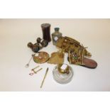 Collectors lot to include vintage opera glasses, Stratton compact, brass mounted inkwell,