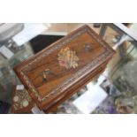 A walnut puzzle box for "Ricordo" Italian 1920's with Tunbridge style border inlay and musical