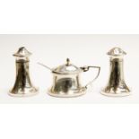 A three piece cruet set, Birmingham 1930 by J.