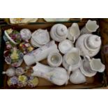 A collection of Aynsley "Little Sweetheart" bone china, including vases, ginger jar and cover,