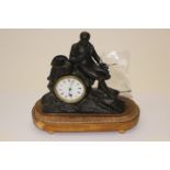 French mantel clock with bronze style figure of Napoleon, single train French movement,