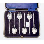 A set of six coffee spoons with apostle terminals marked for Sheffield 1910.Total weight approx.66.