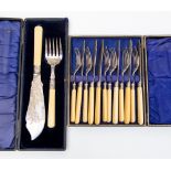 A Victorian matched set of silver fish knives and forks, the knives London,