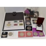 Collection of commemorative coins and old 20th Century coins