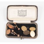 Two pairs of 9ct gold vintage cufflinks, including a rose gold pair and yellow gold,