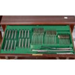 Two drawer Kings pattern canteen of cutlery silver plated,