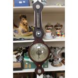 George III mahogany Banjo barometer and thermometer