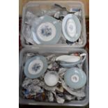 Royal Worcester Woodlands 41 piece dinner service pale blue and white with flowers (2) boxes