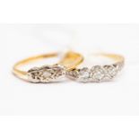 Two diamond set dress rings, comprising an illusion set version size K1/2 and a star set version,