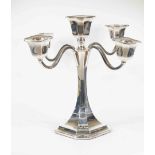 A silver five branch candelabra