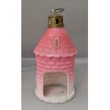 Pink glass candle holder A/F