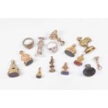 An collection of seals and seal rings,
