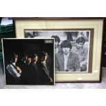 Rolling Stones print, framed with three autographs, signed by: Mick Jagger,