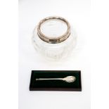 A boxed John Pitches silver presentation spoon and a silver mantel cut glass bowl (2)
