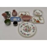 Two Chinese European dishes (Finsbury) Wedgwood pink, green,