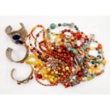 Various semi precious beads including agate, Jasper, carnelian, gold stone,