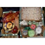 Two boxes of cut glass Murano and other