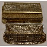 Two 1950's gilt chain mail clutch hand bags (2)