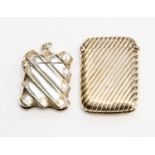 Two silver vesta cases, one with close diagonal ribbing, Birmingham 1891, Spurrier & Co,
