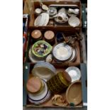Three boxes of mixed plates and tea wares including Royal Worcester and others