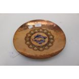 A hand wrought with enamel artisan bowl / wall plaque,