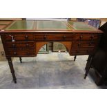 A Victorian mahogany writing desk, leather inset top,