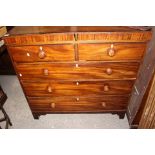 A mid 19th Century mahogany split sectioned chest of drawers,