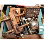 A collection of assorted items, including 19th Century horn handled carving set,