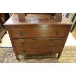 1940's oak three drawer chest together with a north African stool.