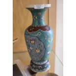 A Meiji Japanese Totai Shippo Cloisonne on earthenware Kinkozan Satsuma vase 30 cms approx