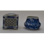 A Chinese blue and white squat vase;