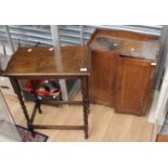 An early 20th Century oak barley twist side table,