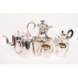 Tea set, silver plate (four items) plated, teapot, plated coffee pot,