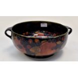 Moorcroft for Liberty & Co, a pommegranite twin handled lustre bowl, blue,