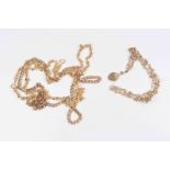 Two 9ct gold link chains, including a rose gold flat curb link,