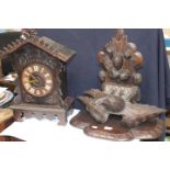 Large Black Forest cuckoo clock and bracket with fusee movement,