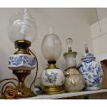 Four table lamps including faienza,
