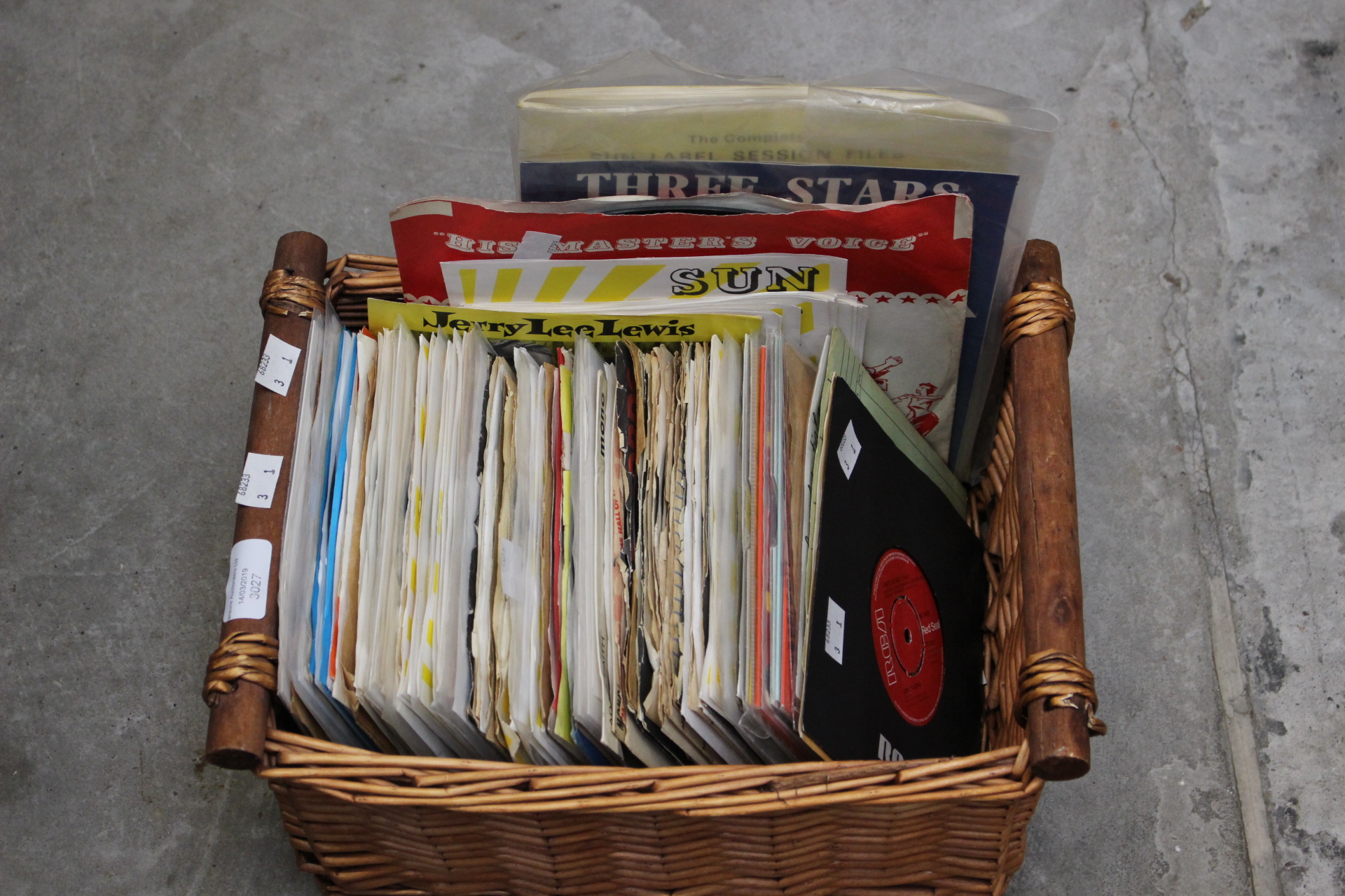 Collection of 45, 7" and EP records, rock and roll, pop; Adam Faith, Jerry Lee Lewis, Elvis Presley.